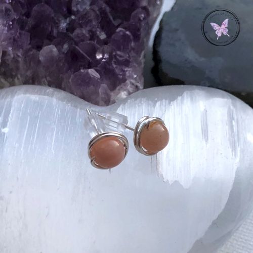 Sunstone Silver Stud Earrings